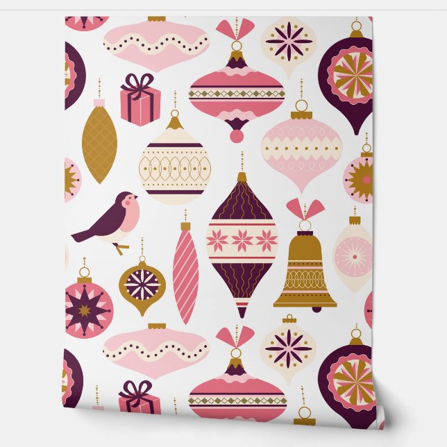 クリスマスホリデーヴィンテージレトロデコレーションボーブル 壁紙 (ほどく)