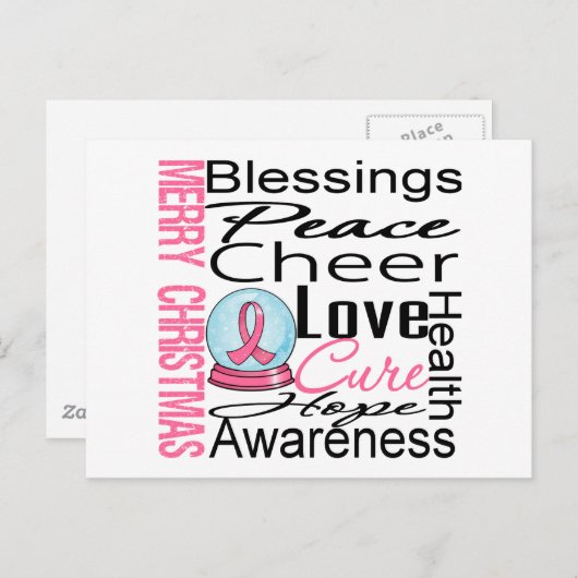 クリスマスホリデー乳がんコラージュ シーズンポストカード (正面/裏面)