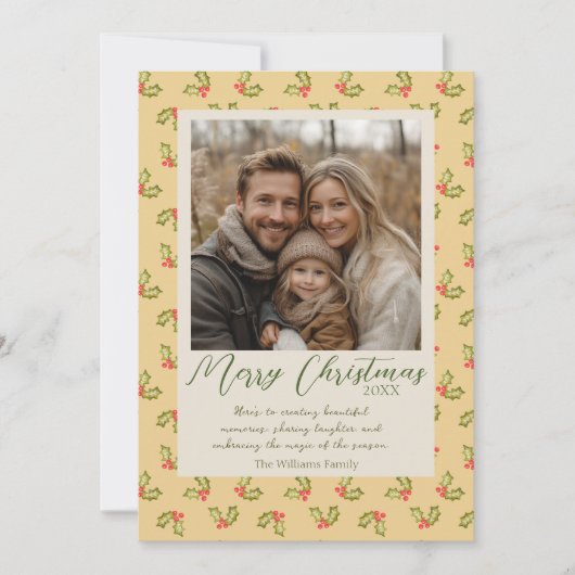 クリスマスホリデー伝統的ヴィンテージキッチフォト シーズンカード (正面)