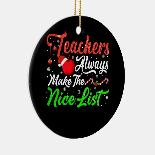 クリスマスホリデー先生いつも素敵なリストを作る セラミックオーナメント (右)