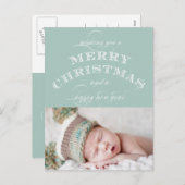 クリスマスホリデー写真はがきグリーン シーズンポストカード (正面/裏面)