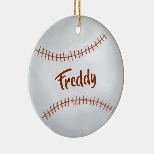 クリスマスホリデー写真シンプル野球スポーツ セラミックオーナメント (右)