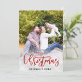 クリスマスホリデー写真テンプレートフェージングホワイトスノー シーズンカード (スタンド正面)