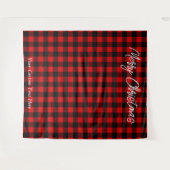 クリスマスホリデー写真バックドランドバッファロープレイド タペストリー (正面(横))