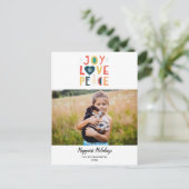 クリスマスホリデー写真手描き喜び平和愛 ポストカード (スタンド正面)