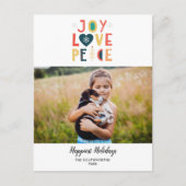 クリスマスホリデー写真手描き喜び平和愛 ポストカード (正面)