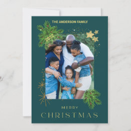 クリスマスホリデー写真 グリーン シーズンカード