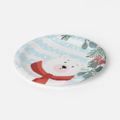 クリスマスホリデー冬のホッキョクグマ赤ちゃんシャワー ペーパープレート (アングル)