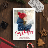 クリスマスホリデー冬の緑のホリー写真 シーズンカード