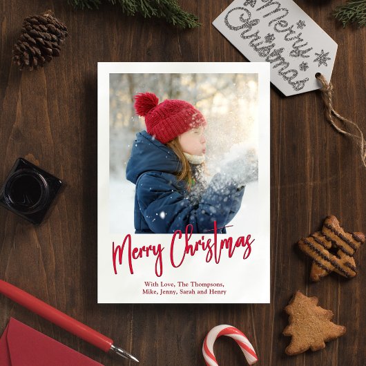 クリスマスホリデー冬の緑のホリー写真 シーズンカード