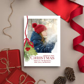 クリスマスホリデー冬の緑のホリー写真 シーズンカード