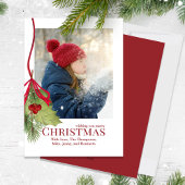 クリスマスホリデー冬の緑のホリー写真 シーズンカード