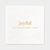 クリスマスホリデー喜びモダン金ゴールド 箔ナプキン (正面)