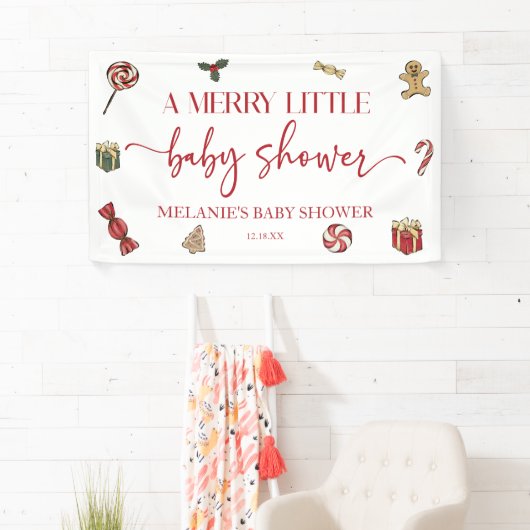 クリスマスホリデー小メリーさな赤ちゃんシャワーパーティー 横断幕 (インサイチュ)