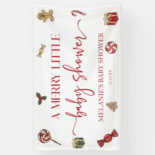 クリスマスホリデー小メリーさな赤ちゃんシャワーパーティー 横断幕 (縦)