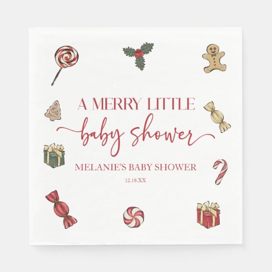 クリスマスホリデー小メリーさな赤ちゃんシャワー スタンダードランチョンナプキン (正面)