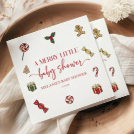 クリスマスホリデー小メリーさな赤ちゃんシャワー スタンダードランチョンナプキン