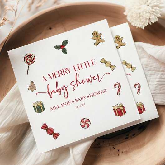 クリスマスホリデー小メリーさな赤ちゃんシャワー スタンダードランチョンナプキン