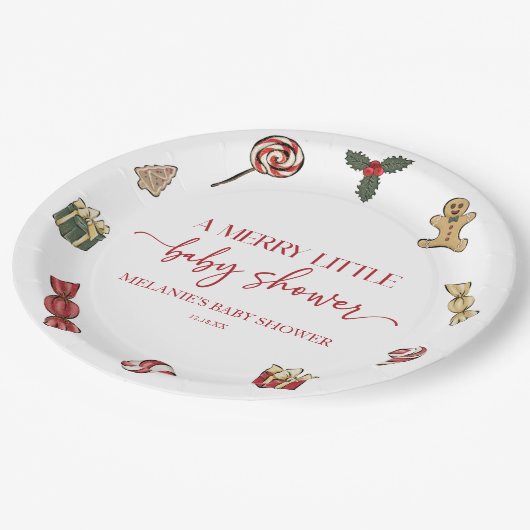 クリスマスホリデー小メリーさな赤ちゃんシャワー ペーパープレート (アングル)