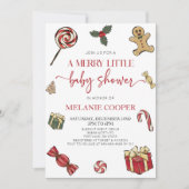 クリスマスホリデー小メリーさな赤ちゃんシャワー 招待状 (正面)