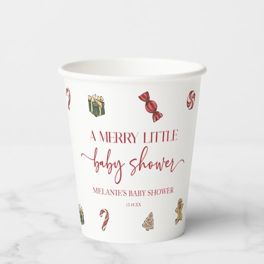 クリスマスホリデー小メリーさな赤ちゃんシャワー 紙コップ (裏面)