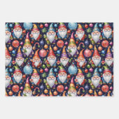 クリスマスホリデー小妖精や小人パターン ラッピングペーパーシート (正面3)