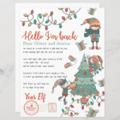 クリスマスホリデー小妖精や小人リターンレター招待状 (正面/裏面)