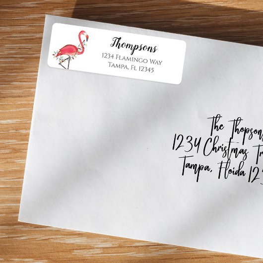 クリスマスホリデー差出人住所ピンクフラミンゴス ラベル