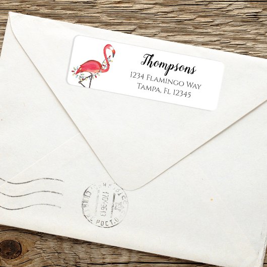 クリスマスホリデー差出人住所ピンクフラミンゴス ラベル