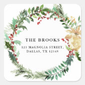 クリスマスホリデー差出人住所ラベルステッカー スクエアシール (正面)