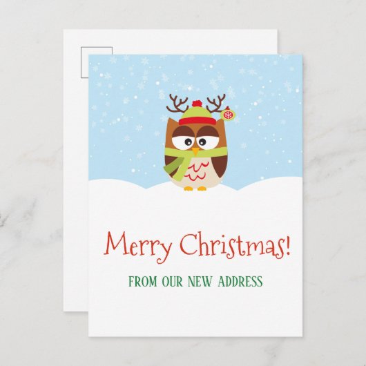 クリスマスホリデー引越しアナウンスの新しい住所 案内ポストカード (正面/裏面)