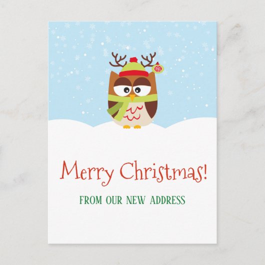 クリスマスホリデー引越しアナウンスの新しい住所 案内ポストカード (正面)