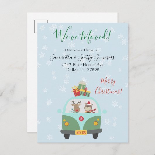 クリスマスホリデー引越し告知引っ越しました 案内ポストカード (正面/裏面)