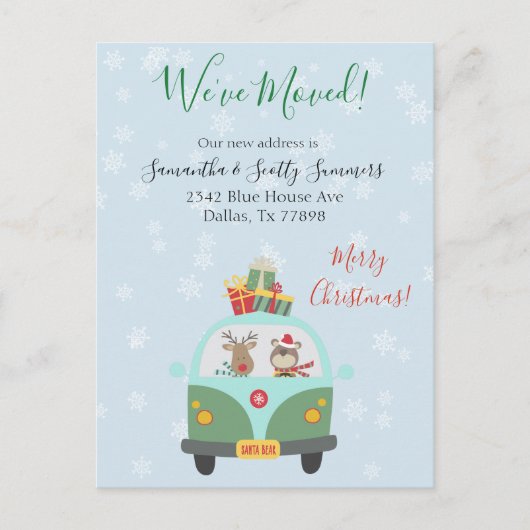 クリスマスホリデー引越し告知引っ越しました 案内ポストカード (正面)