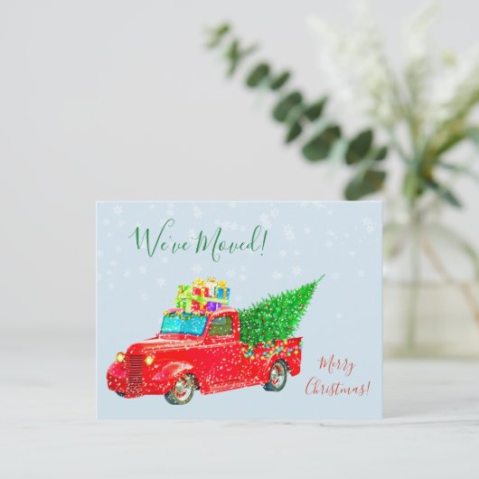 クリスマスホリデー引越し告知引っ越しました 案内ポストカード (スタンド正面)