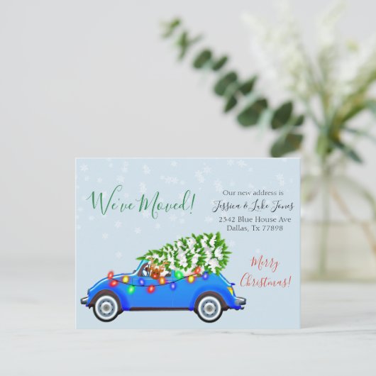 クリスマスホリデー引越し告知引っ越しました 案内ポストカード (スタンド正面)