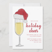 クリスマスホリデー応援カクテルパーティーシャンパン 招待状 (正面)