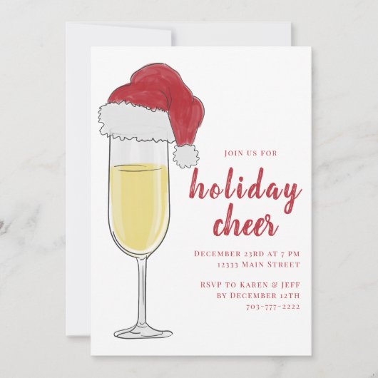 クリスマスホリデー応援カクテルパーティーシャンパン 招待状 (正面)