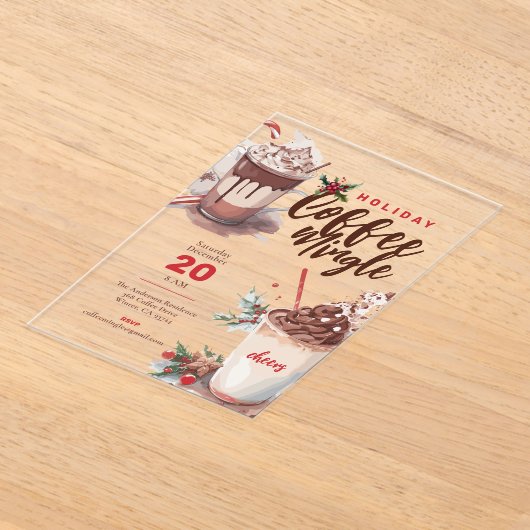 クリスマスホリデー応援コーヒーミングルパーティー アクリル招待状 (レイダウン)