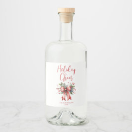 クリスマスホリデー応援スクリプトレッドボウ名 リキュールボトルラベル