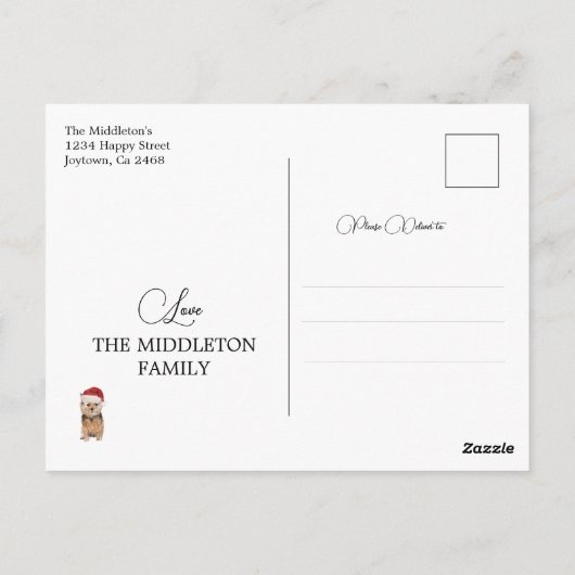 クリスマスホリデー愛犬家グリーンメリー ポストカード (裏面)