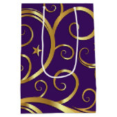 クリスマスホリデー抱き枕威厳のあるスワールズパープル ミディアムペーパーバッグ (裏面)