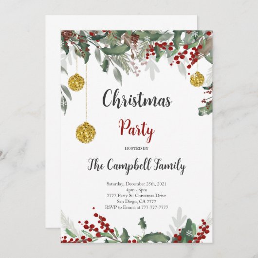 クリスマスホリデー招待状 招待状 (正面/裏面)