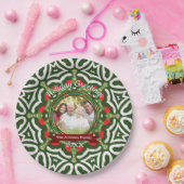 クリスマスホリデー挨拶ファミリーフォトキープサケ ペーパープレート (パーティー)