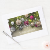 クリスマスホリデー数々のオーナメント – カラー 長方形シール (封筒)