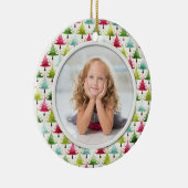 クリスマスホリデー数々のツリー – カラー写真 セラミックオーナメント (右)