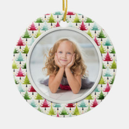 クリスマスホリデー数々のツリー – カラー写真 セラミックオーナメント