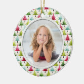 クリスマスホリデー数々のツリー – カラー写真 セラミックオーナメント (左)