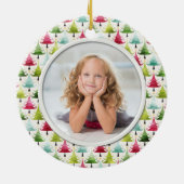 クリスマスホリデー数々のツリー – カラー写真 セラミックオーナメント (裏面)