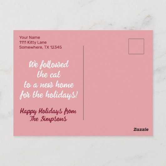 クリスマスホリデー新しい住所キャットポストカード ポストカード (裏面)
